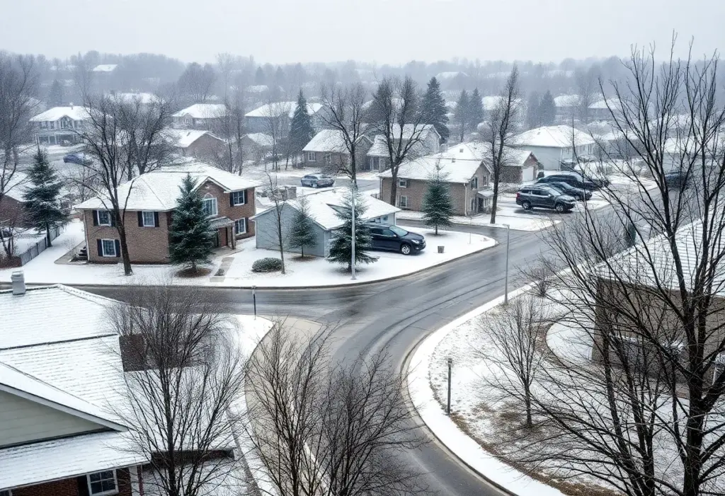 Gentle snowfall covering Northeast Ohio