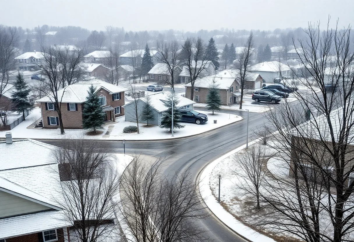 Gentle snowfall covering Northeast Ohio