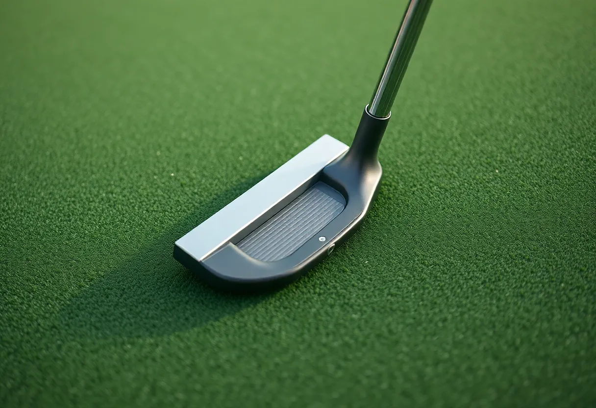 PXG Mustang ZT golf putter on green grass background