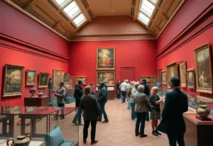 Visitors exploring the John D. Rockefeller exhibit at Medici Museum of Art