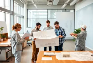 Architects collaborating in a modern office environment