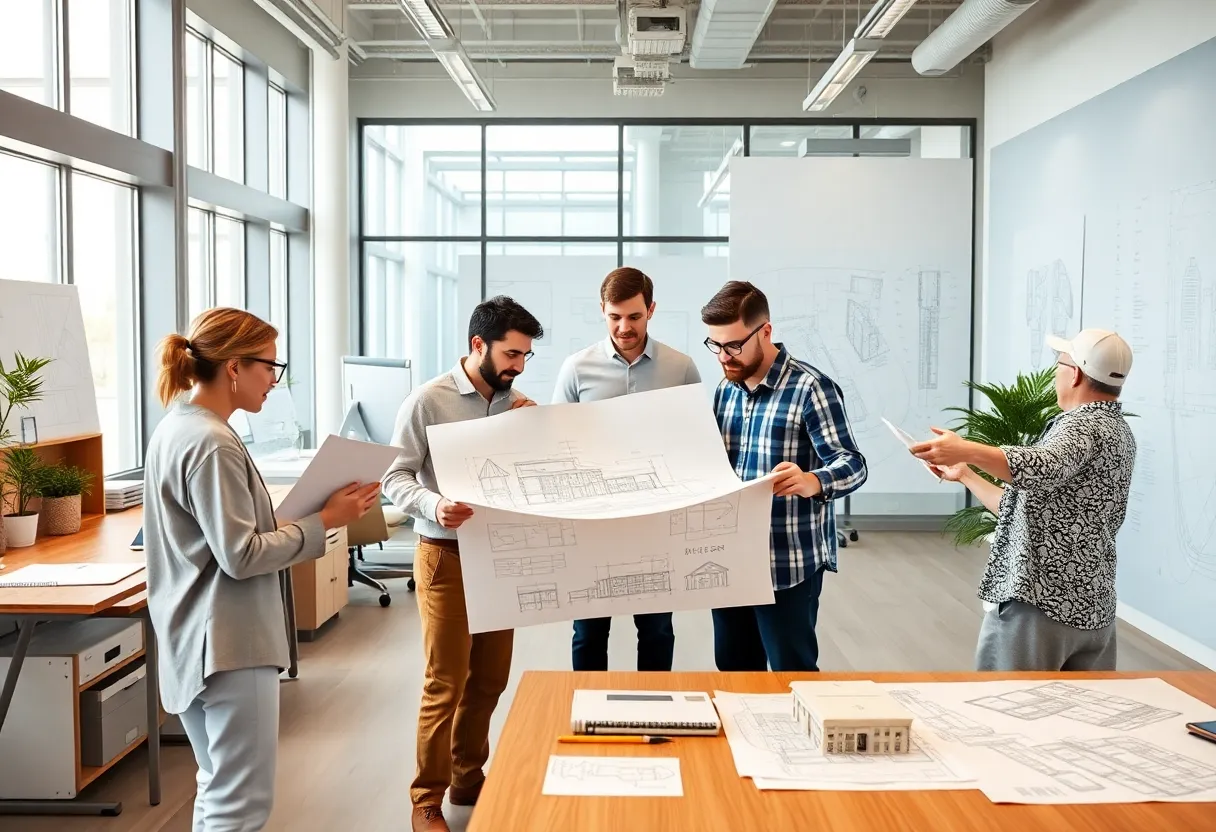 Architects collaborating in a modern office environment