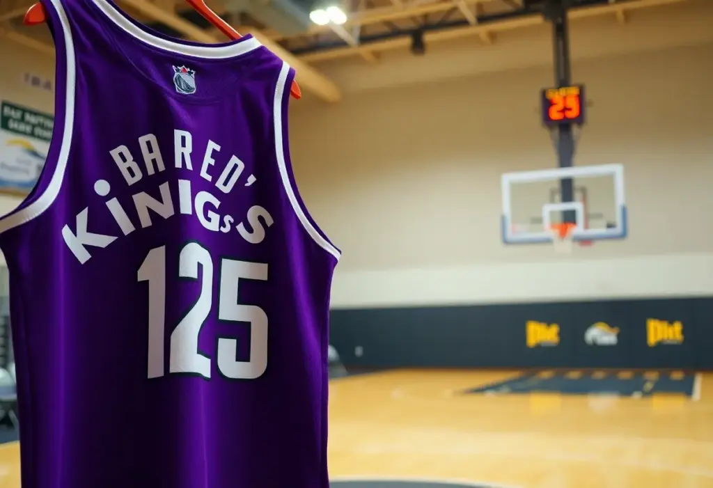 Basketball jerseys representing trade talks between the Sacramento Kings and Cleveland Cavaliers