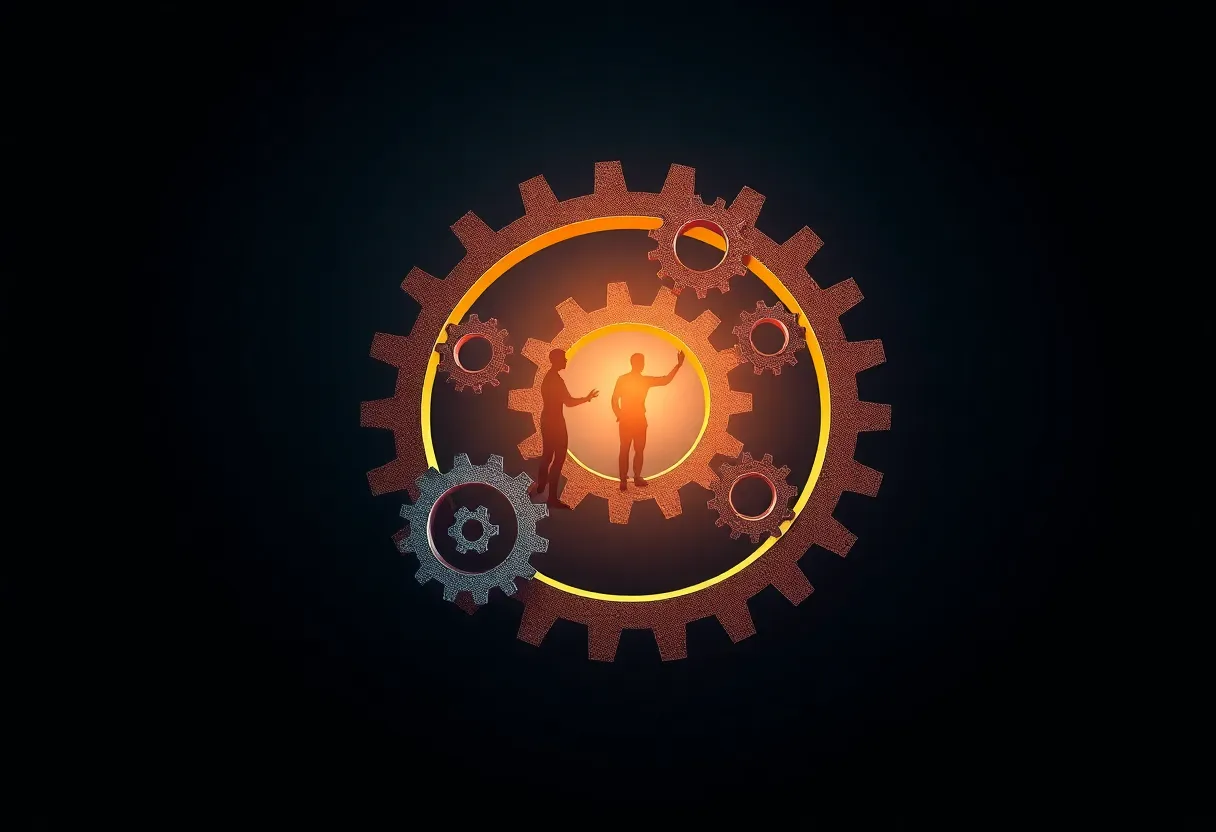 Illustration of corporate leadership transition