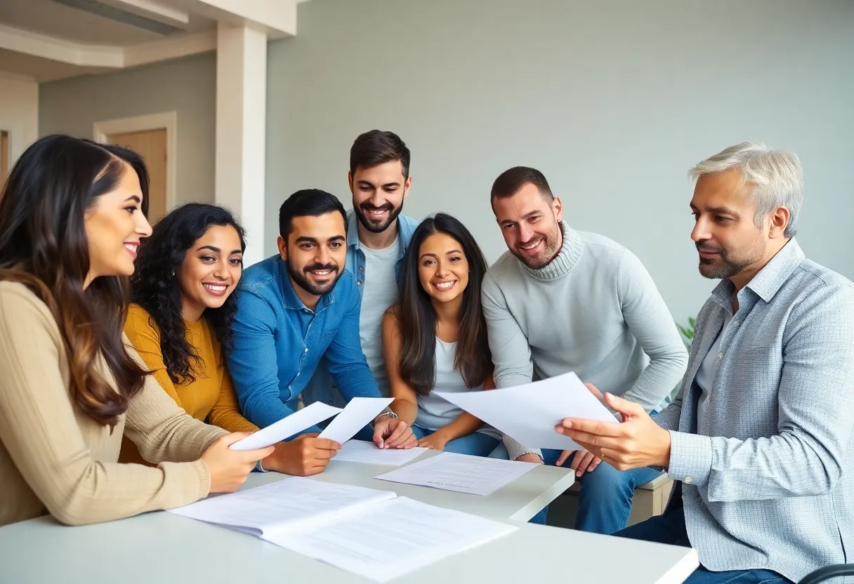 First-time homebuyers discussing HOA guidelines with a realtor