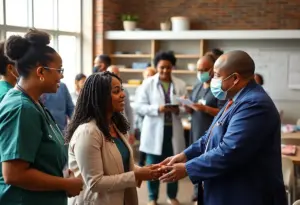 Healthcare professionals in Cleveland engaging with the community