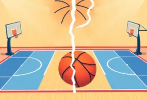 Illustration of a basketball court symbolizing revenue negotiation