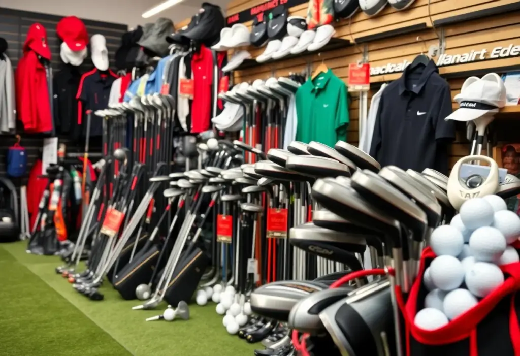 Display of golf equipment on sale for Black Friday