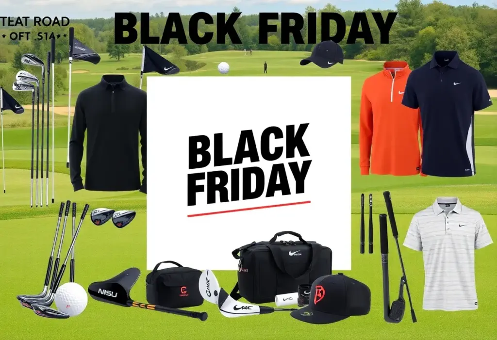 Display of discounted golf gear for Black Friday