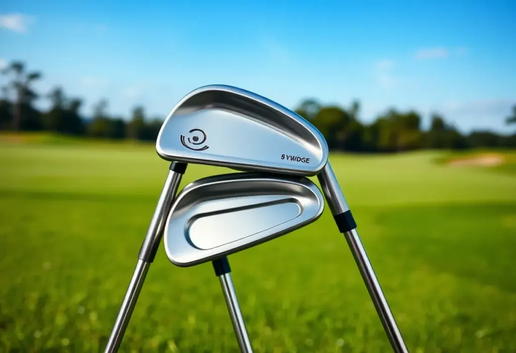 New Protoconcept RR Forged Wedges on grass with a golf course backdrop