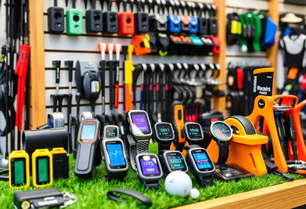 A vibrant display of golf equipment during Black Friday sales.