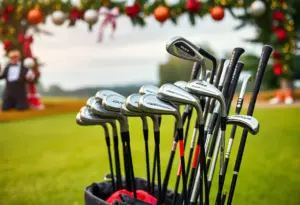 Display of quality left-handed golf clubs for sale.
