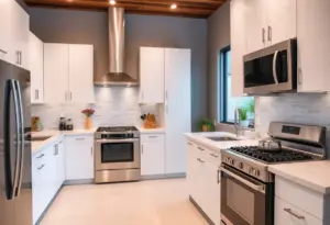 Renovated kitchen featuring high-end appliances and modern design.