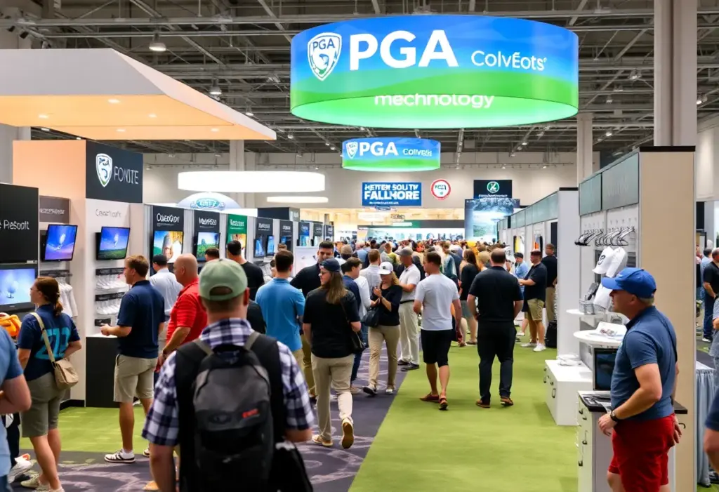 Display of innovative golf gear and technology at the 2026 PGA Merchandise Show.
