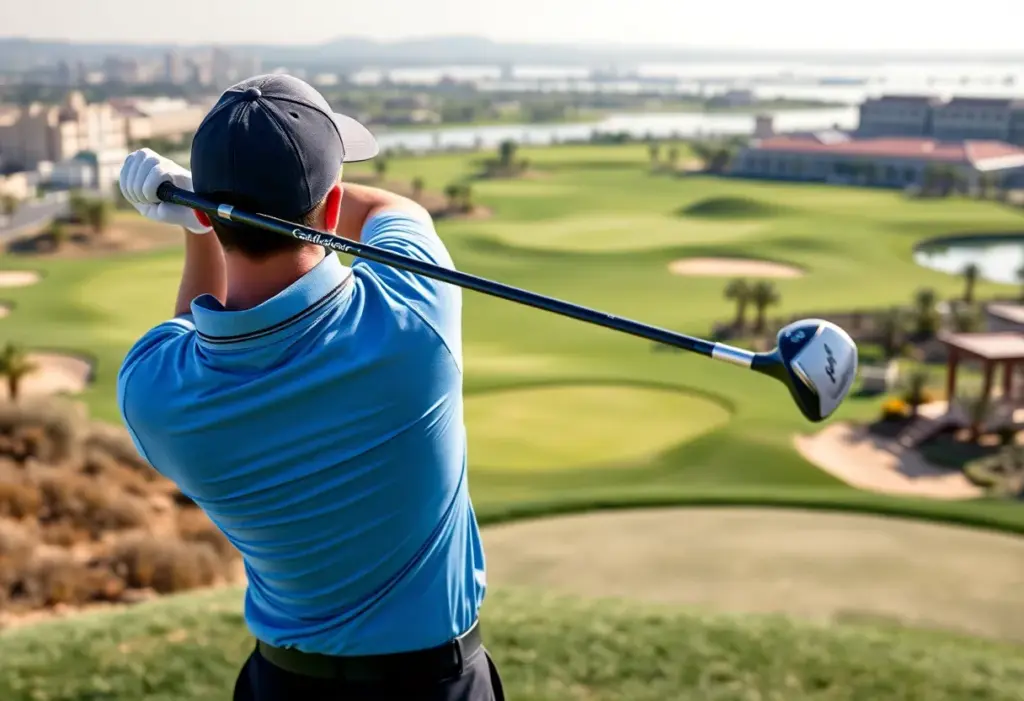 Golfers practicing with Callaway Quantum drivers on a course.