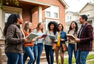 First-time home buyers with a real estate agent in Cleveland, OH