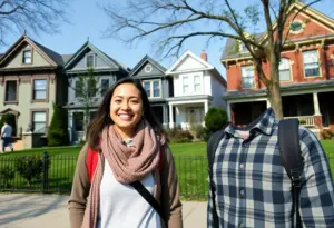 A first-time homebuyer happily discussing options in Cleveland's real estate market.