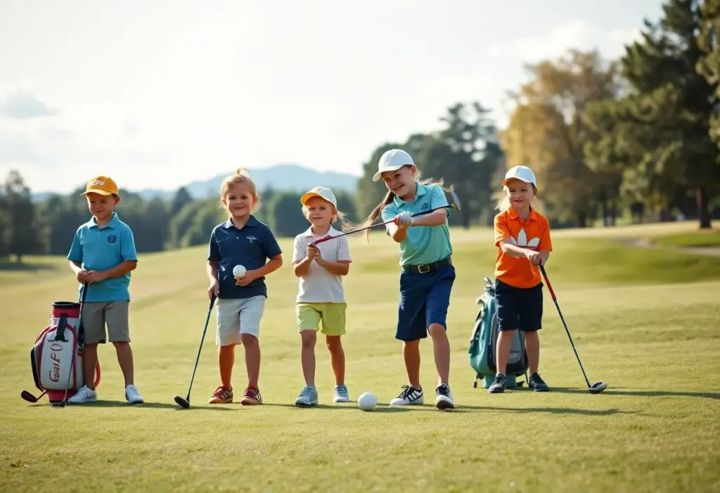 Children enjoying golf on a sunny day