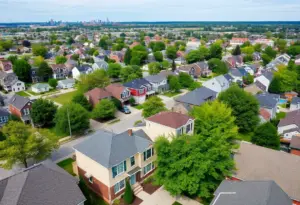 View of a Cleveland neighborhood with homes and parks