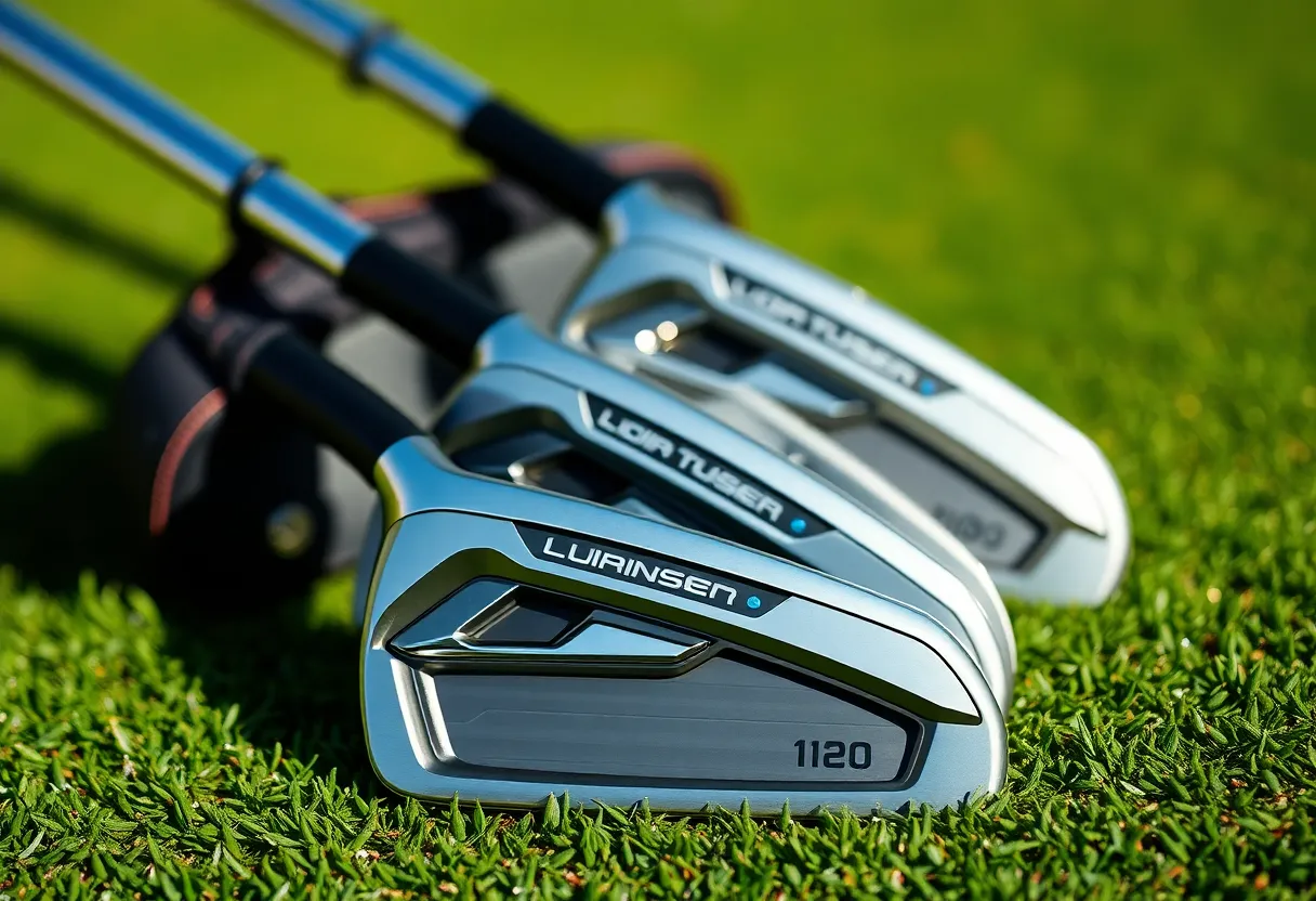 Sleek PXG 0311 irons displayed on a golf course