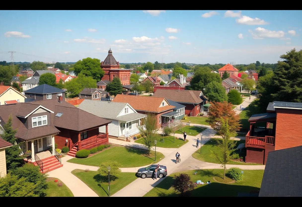 Vibrant neighborhood in Cleveland, showcasing homes and parks.