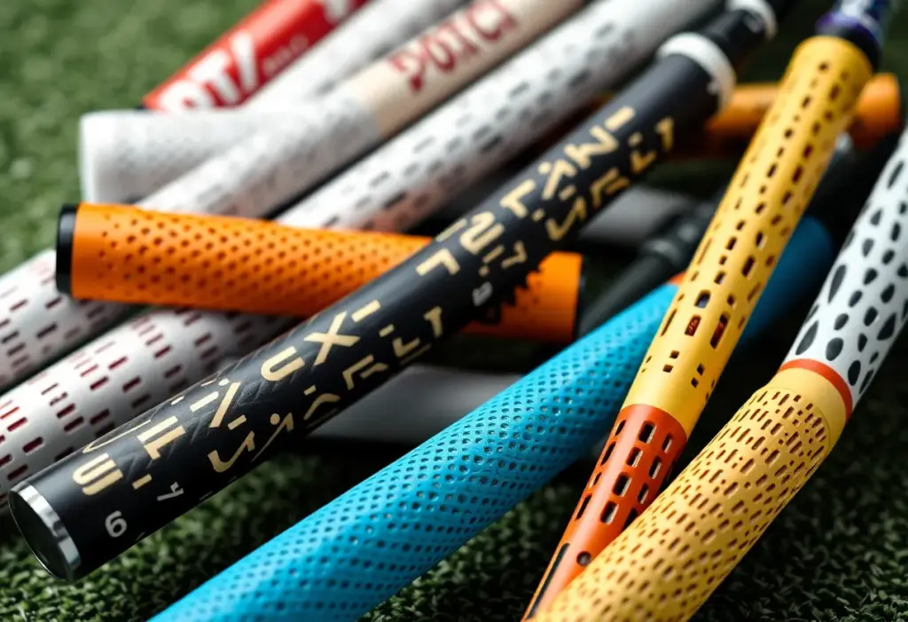 Variety of True Temper ICON golf grips displayed on a table
