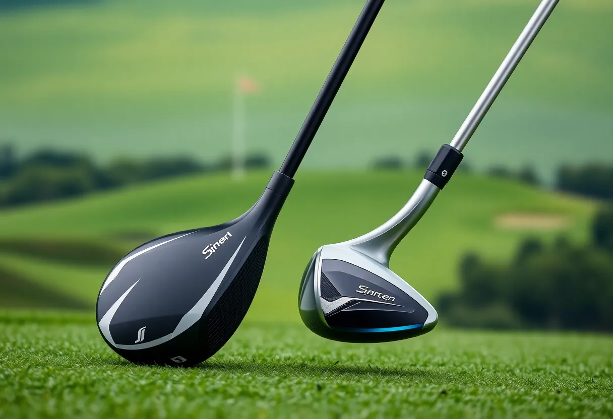 New Callaway Quantum Mini Driver and Ti Fairway Wood displayed on a golf course