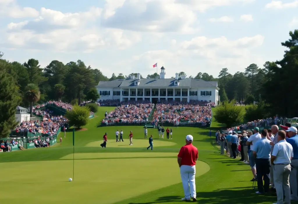 View of players and officials at the Masters Tournament